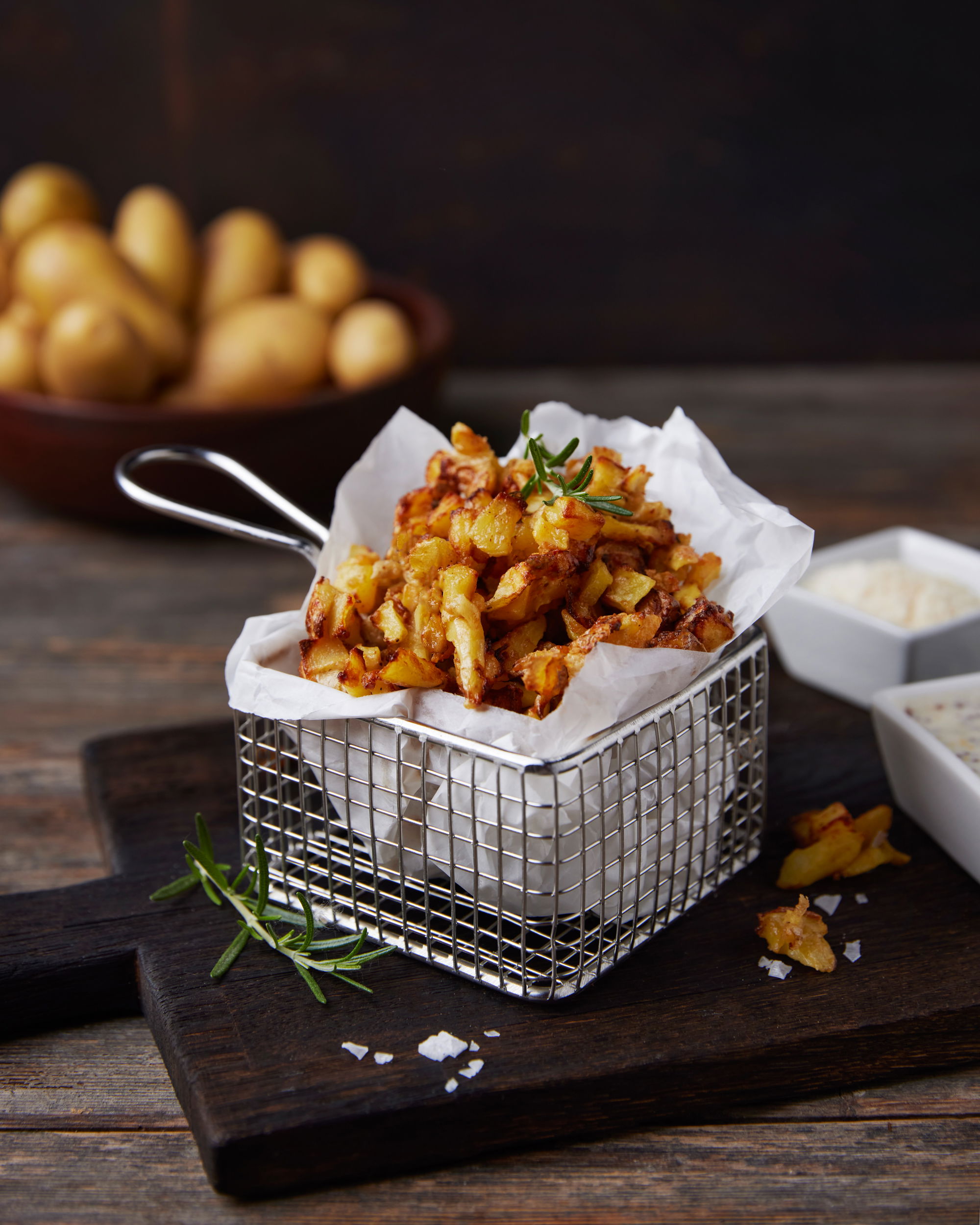 Parmesan-Kartoffeln / mit Honig-Senf-Dressing