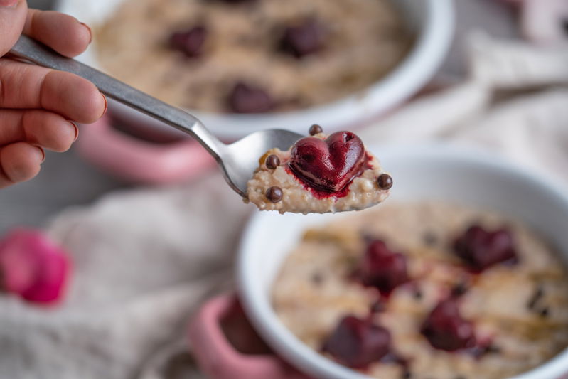 Herzchen Porridge zum Valentinstag