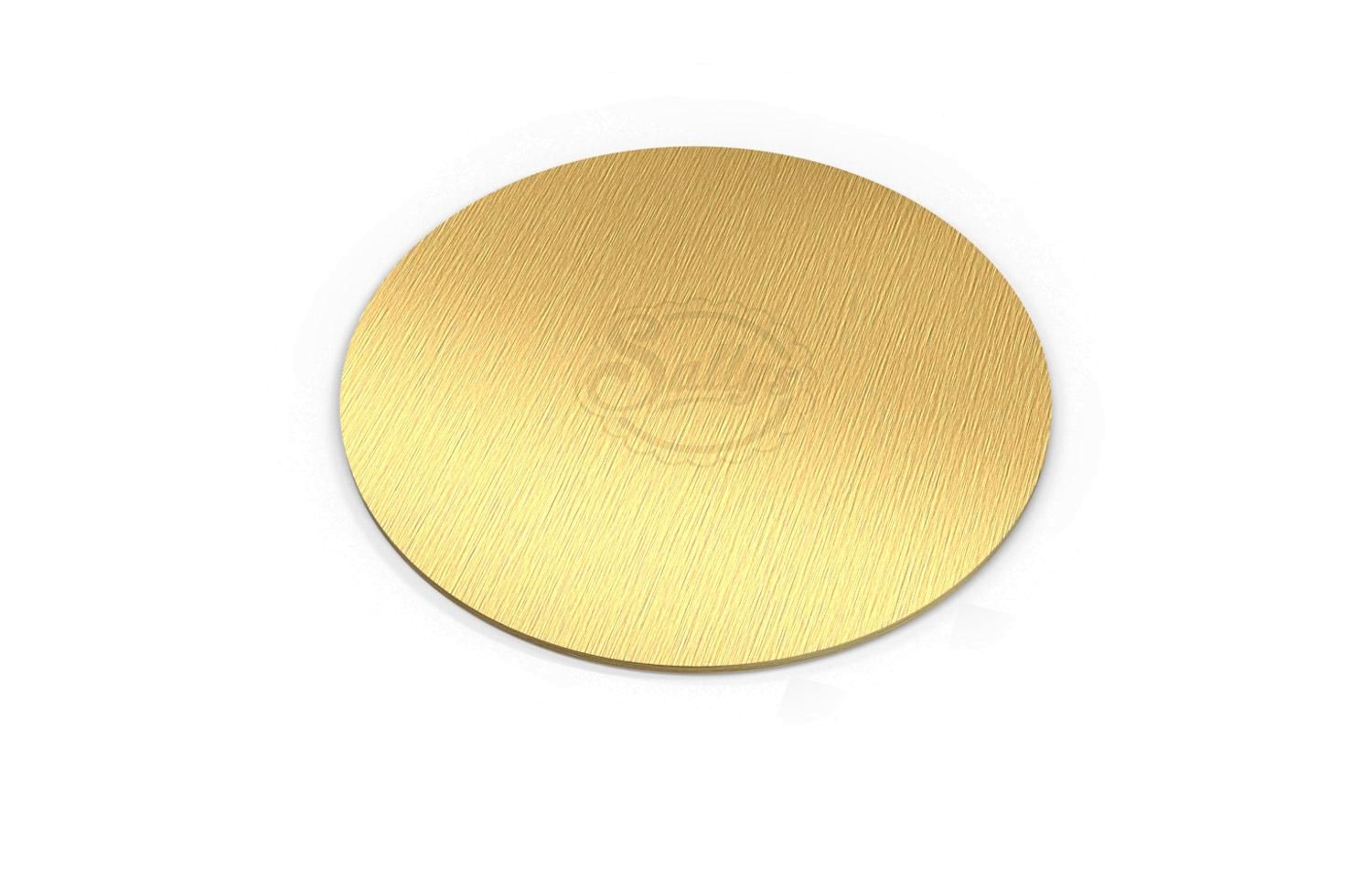 Ein goldenes, mittelgroßes, rundes Cake Board