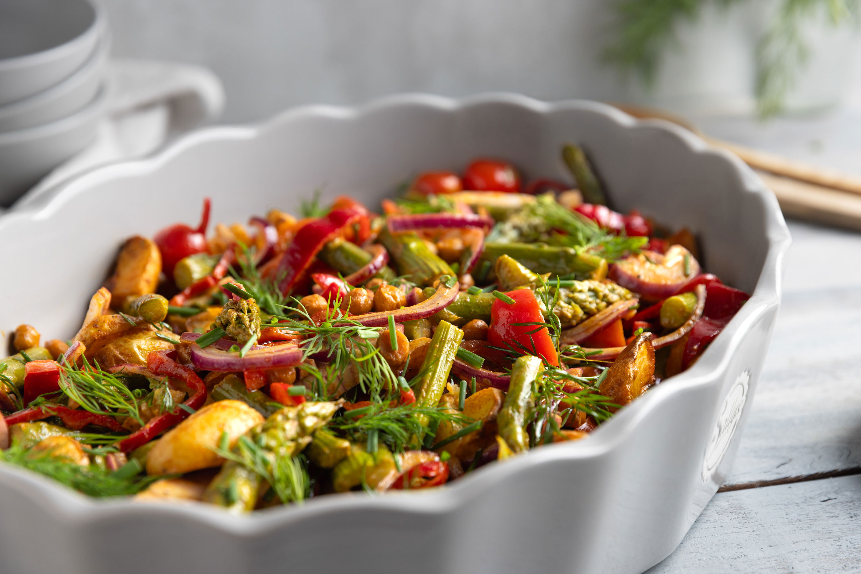 Spargel-Kartoffel-Salat / aus dem Ofen