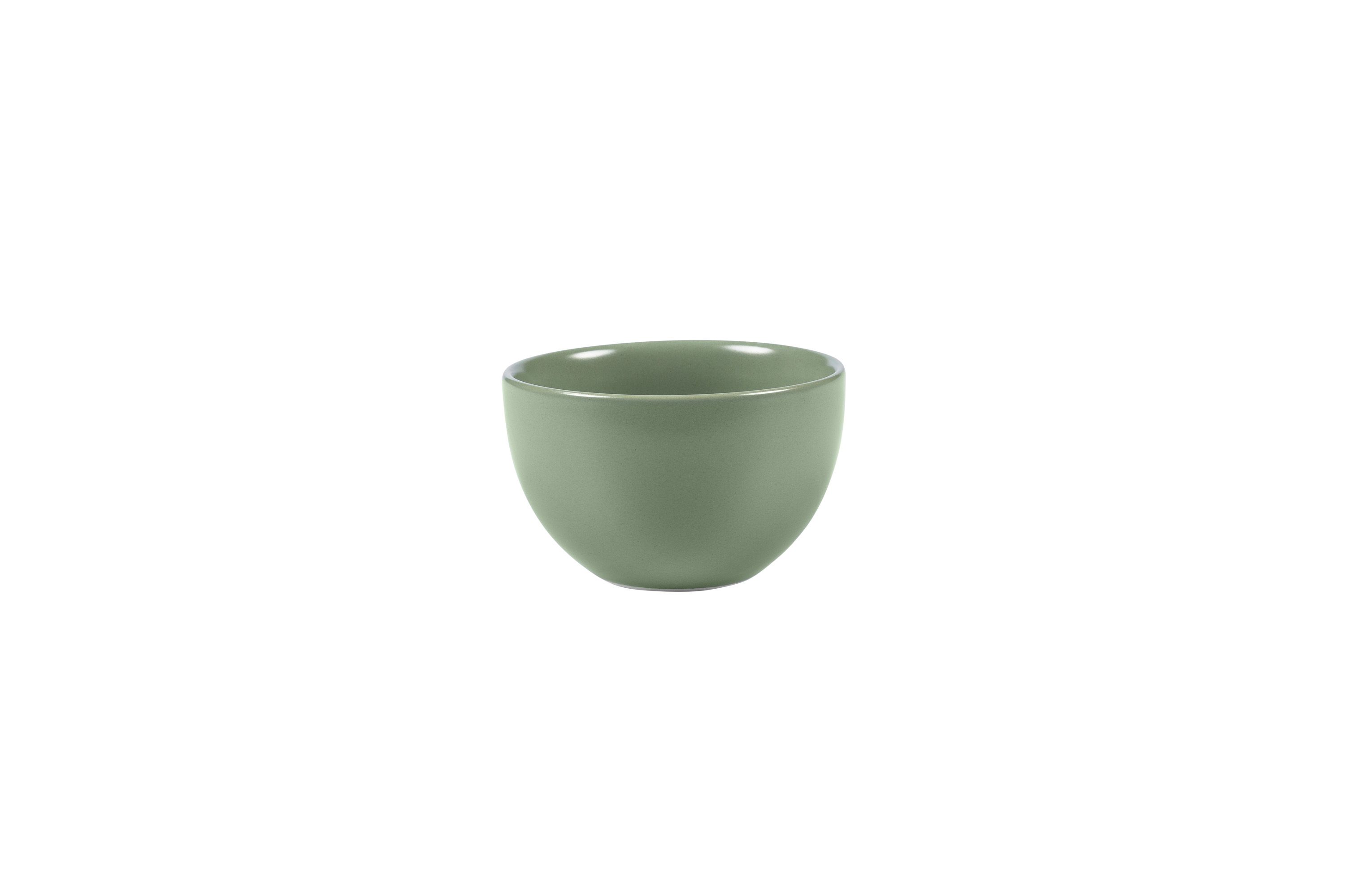 Eine kleine, grüne Stoneware-Schüssel