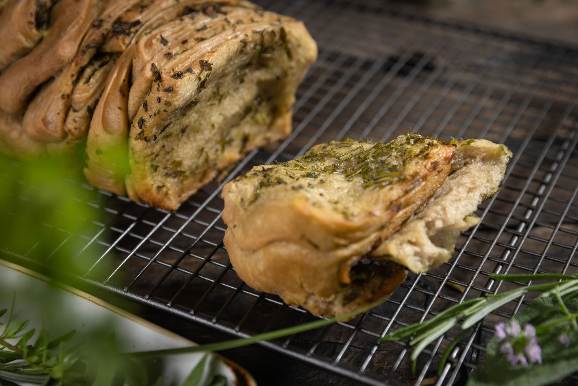Faltenbrot / Kräuter Zupfbrot / Kräuter Baguette