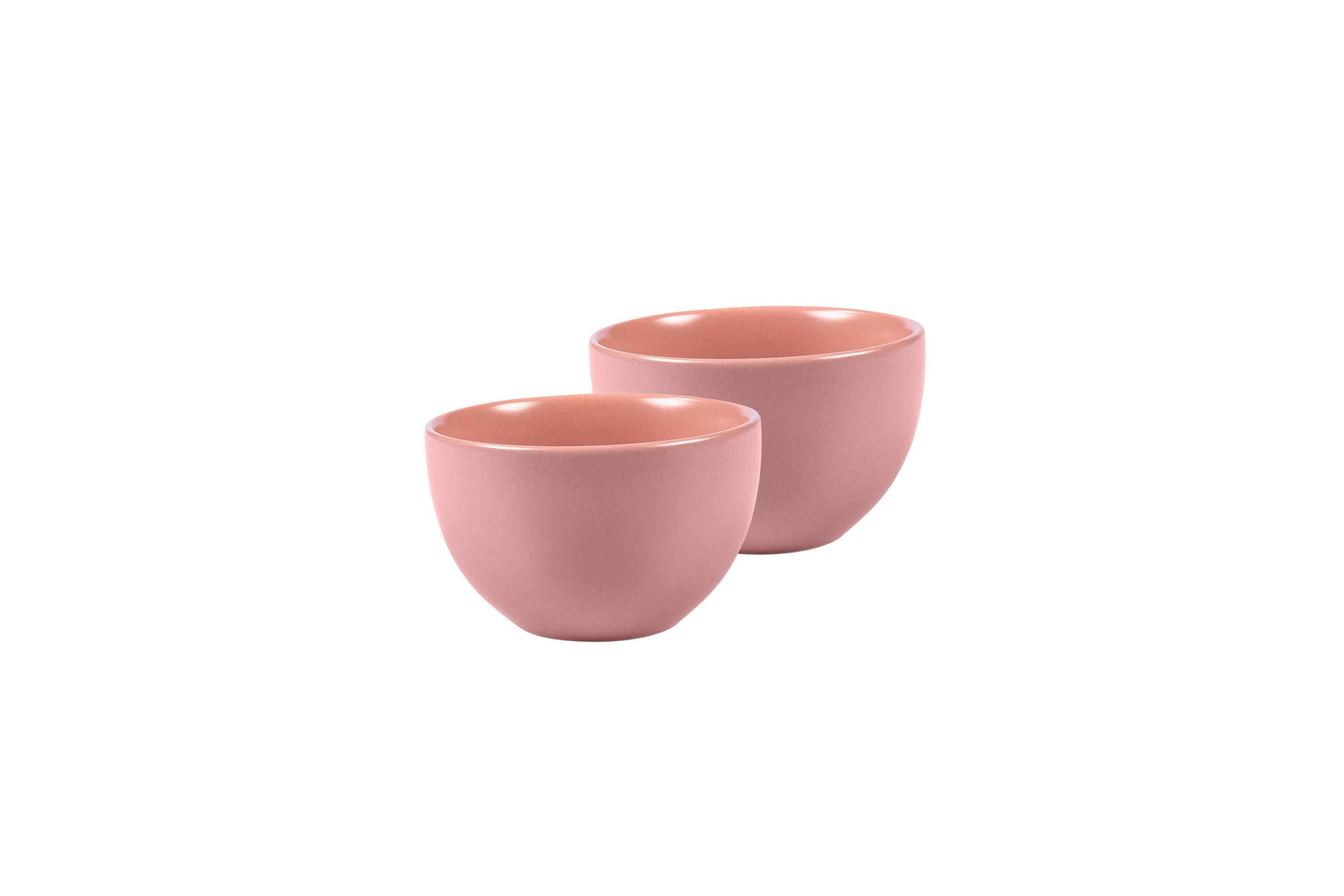 Zwei kleine, rosa Stoneware-Schüsseln
