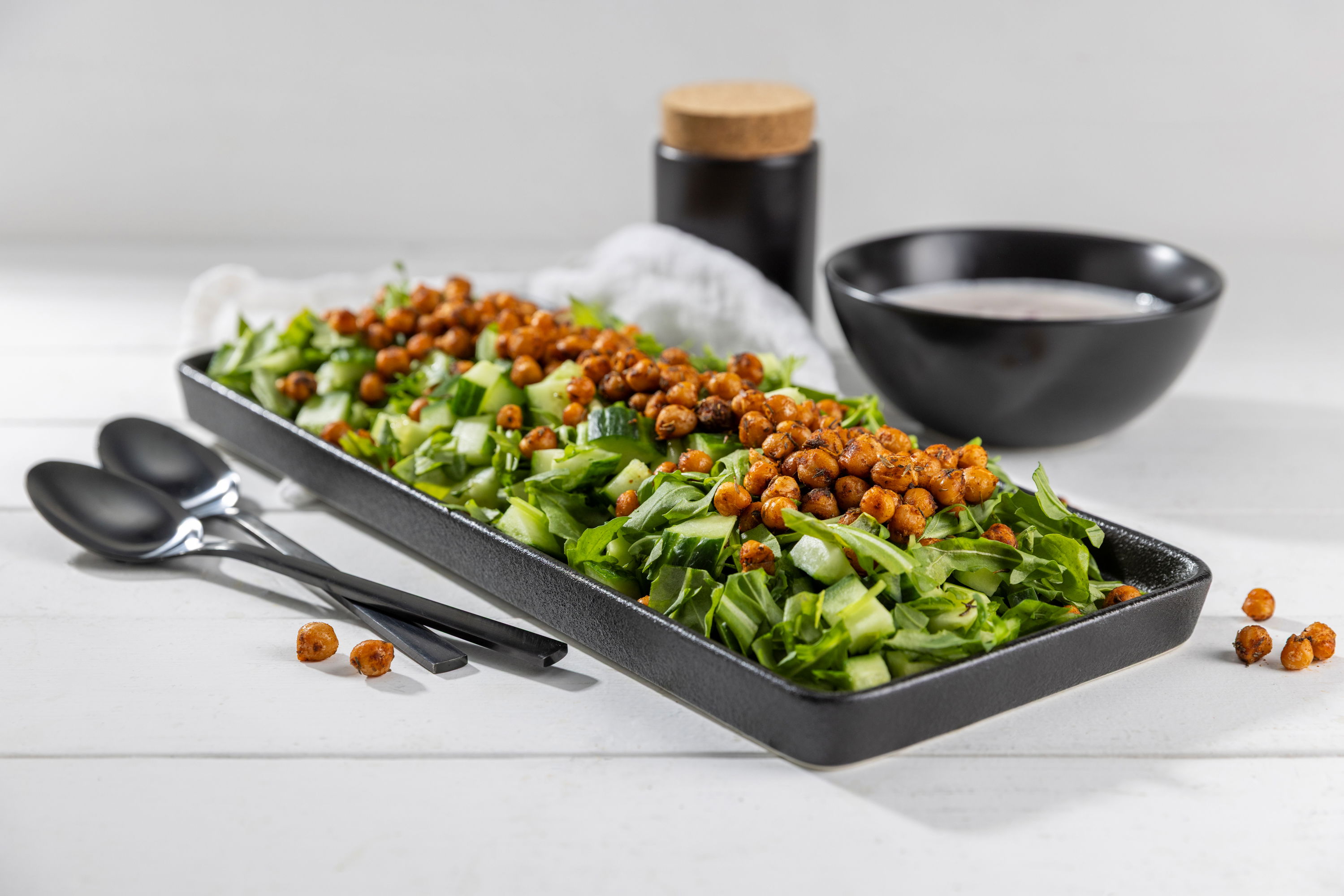Kichererbsen Salat / Knuspriger Rucola-Gurke-Salat