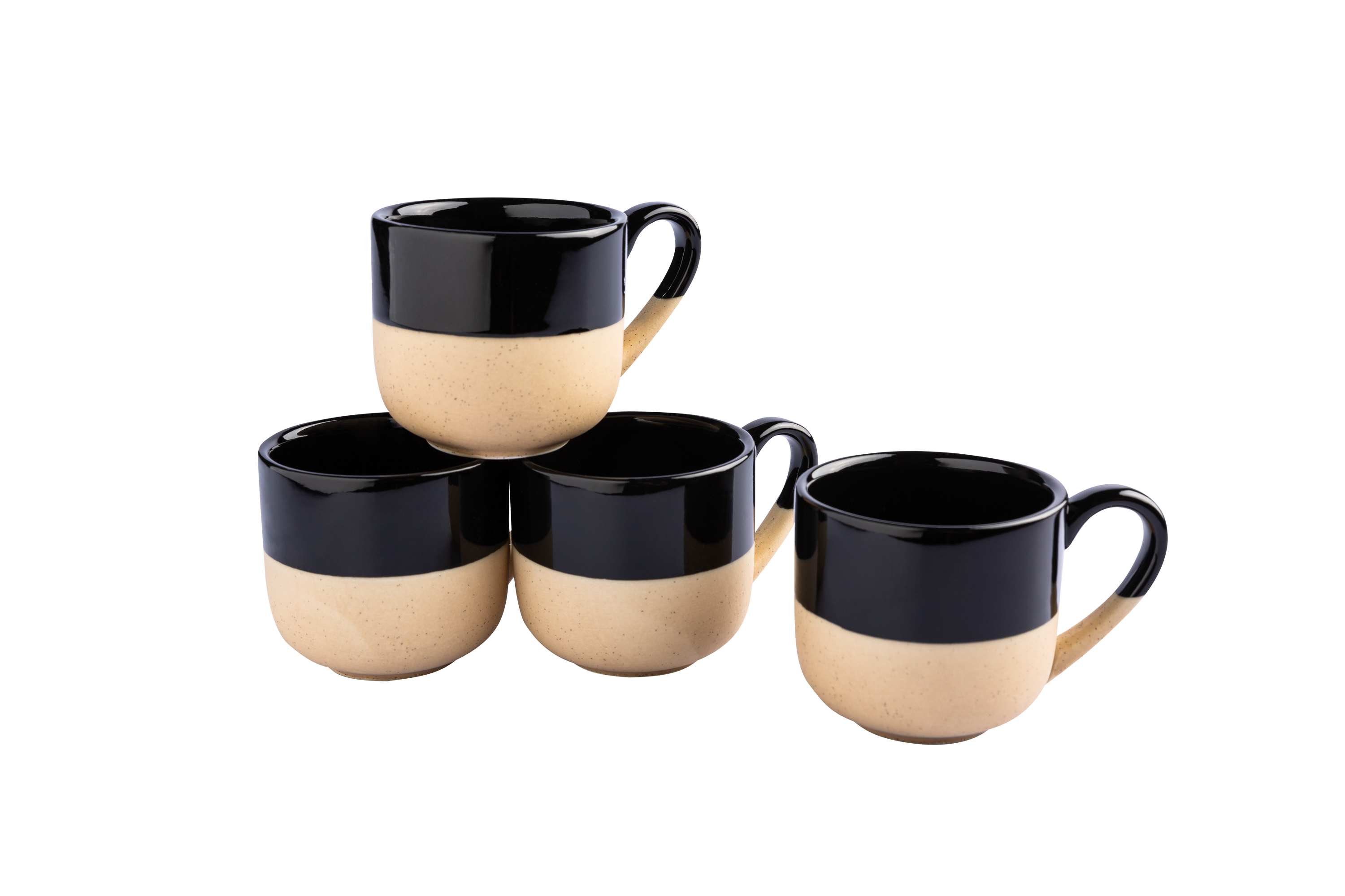 Schwarz-beige Keramik-Tassen