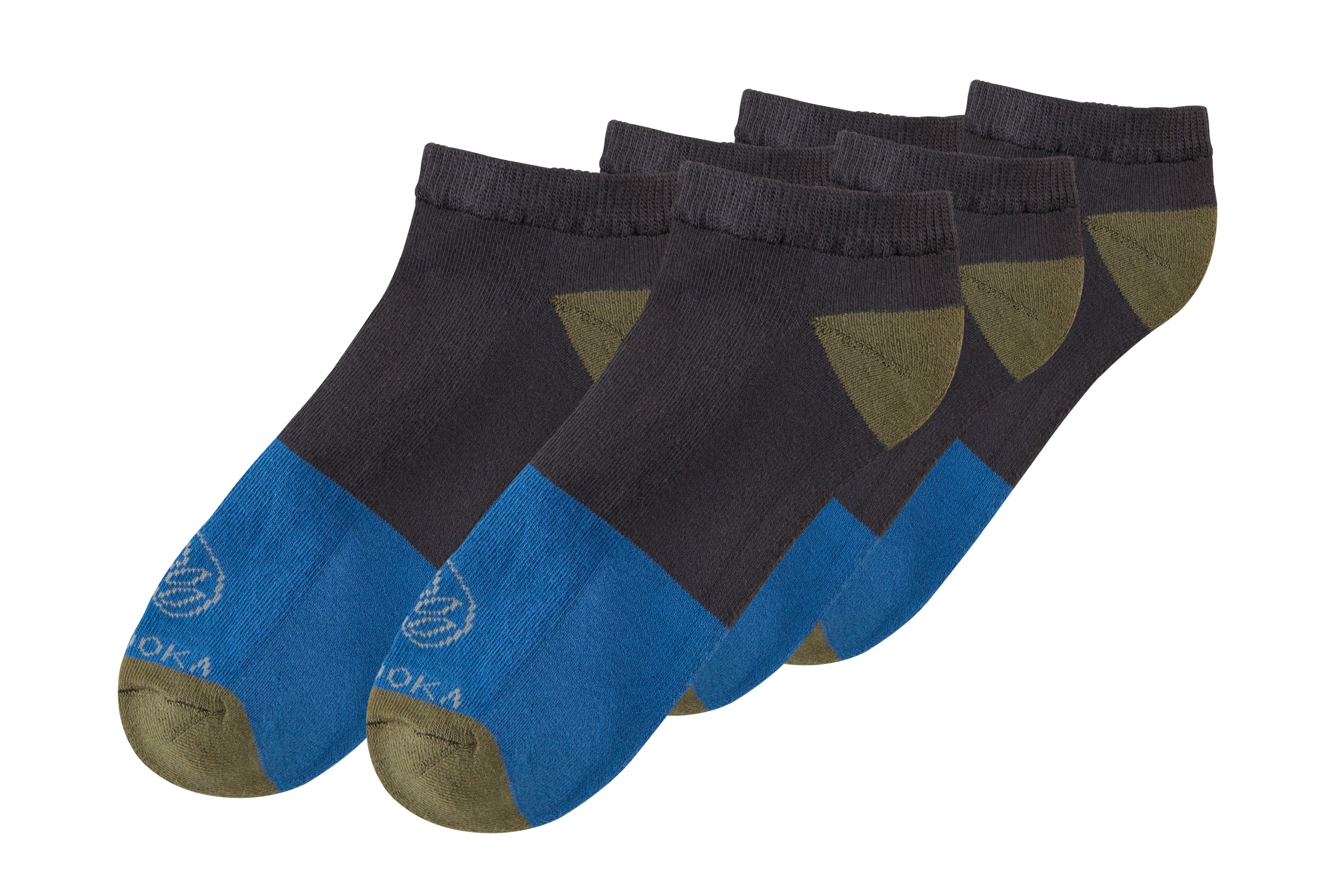 3 Paar Schwarz-blau-grüne Logan-Socks