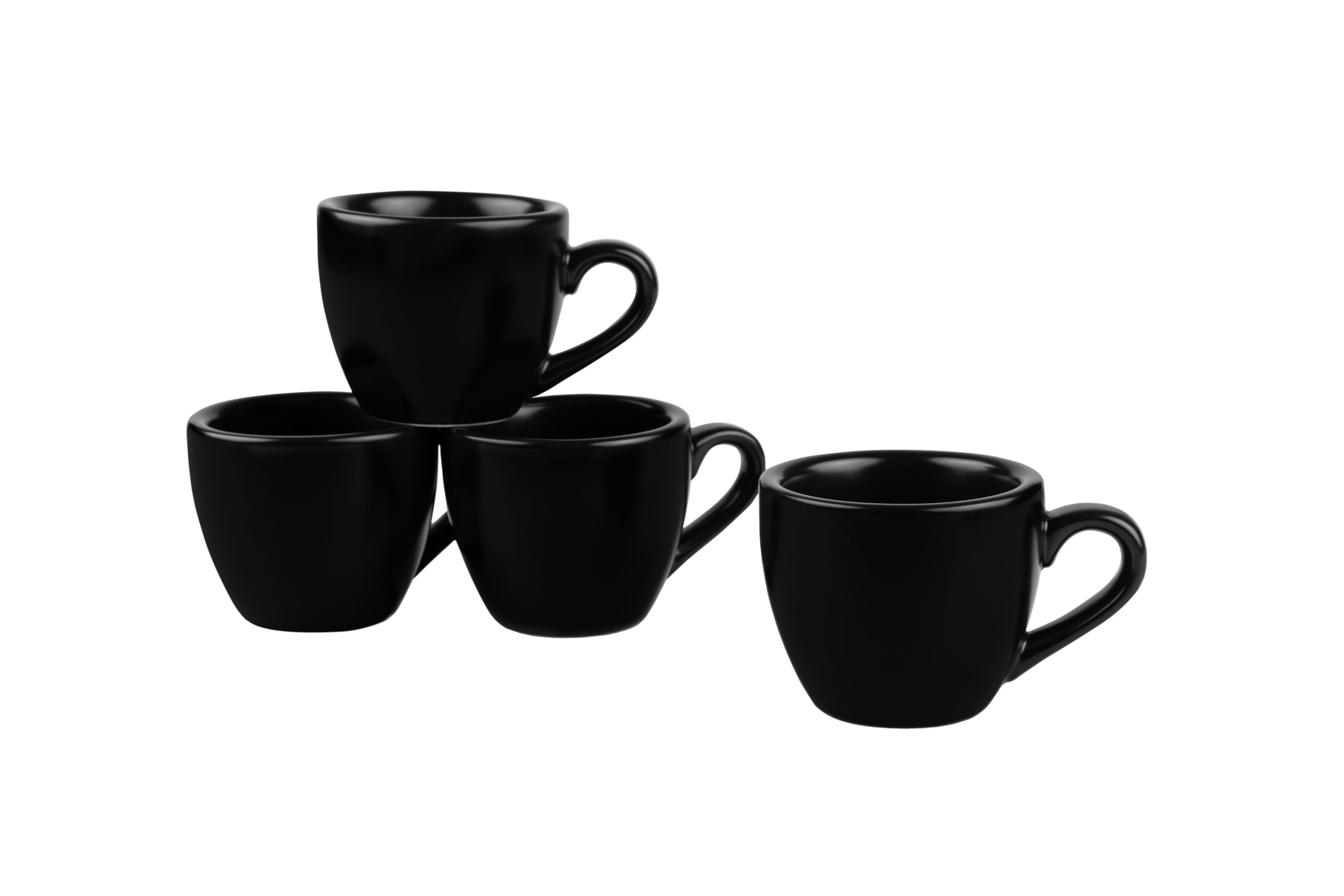 Mehrere schwarze Stoneware-Tassen