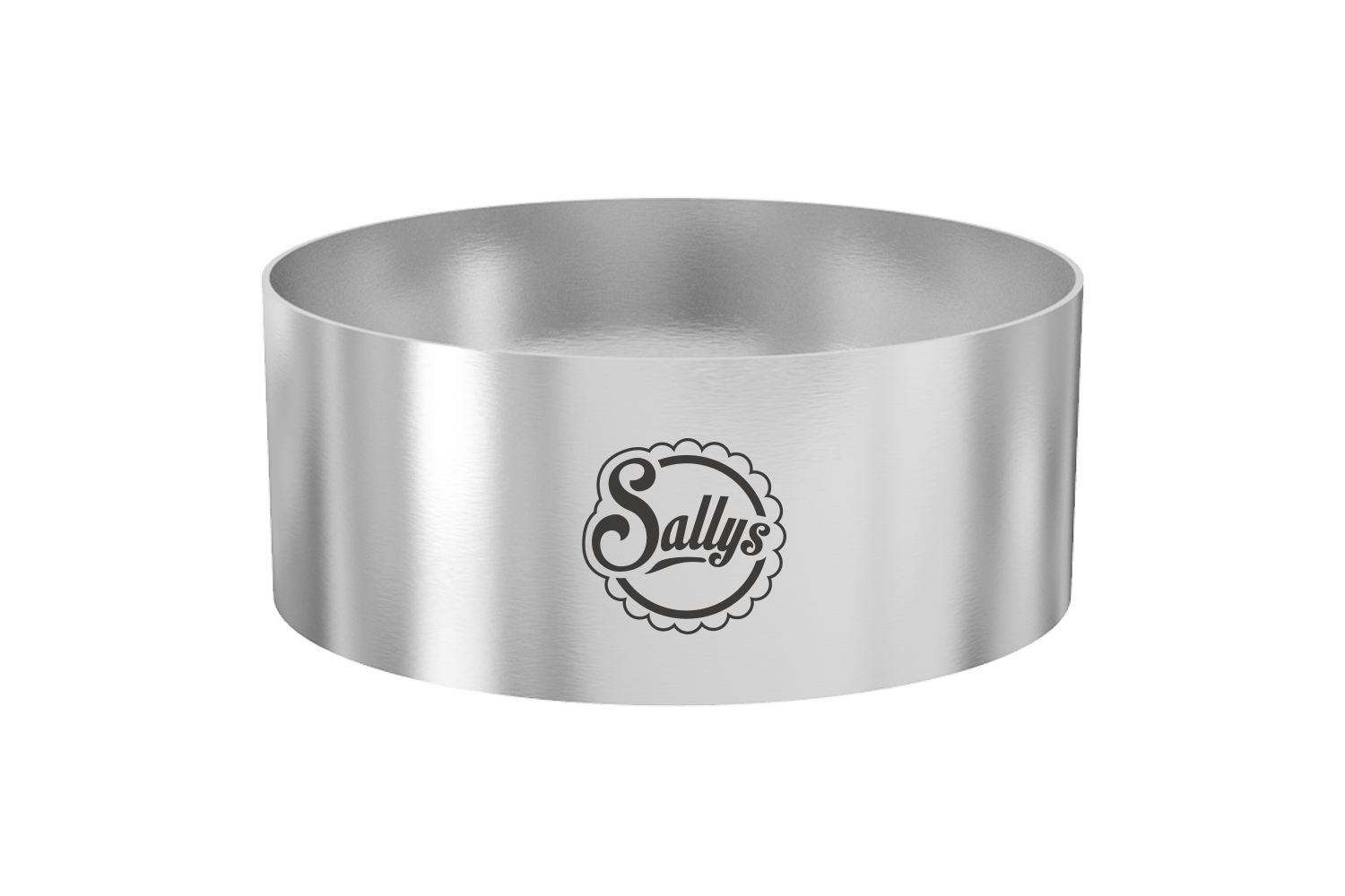Ein silberner Mini-Backring mit Sallys Logo