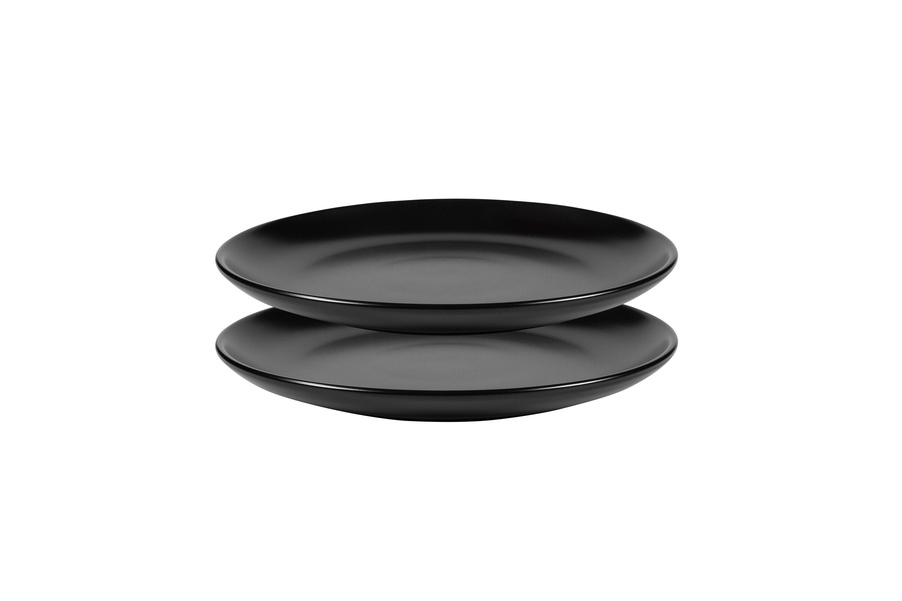 Zwei schwarze Stoneware-Teller