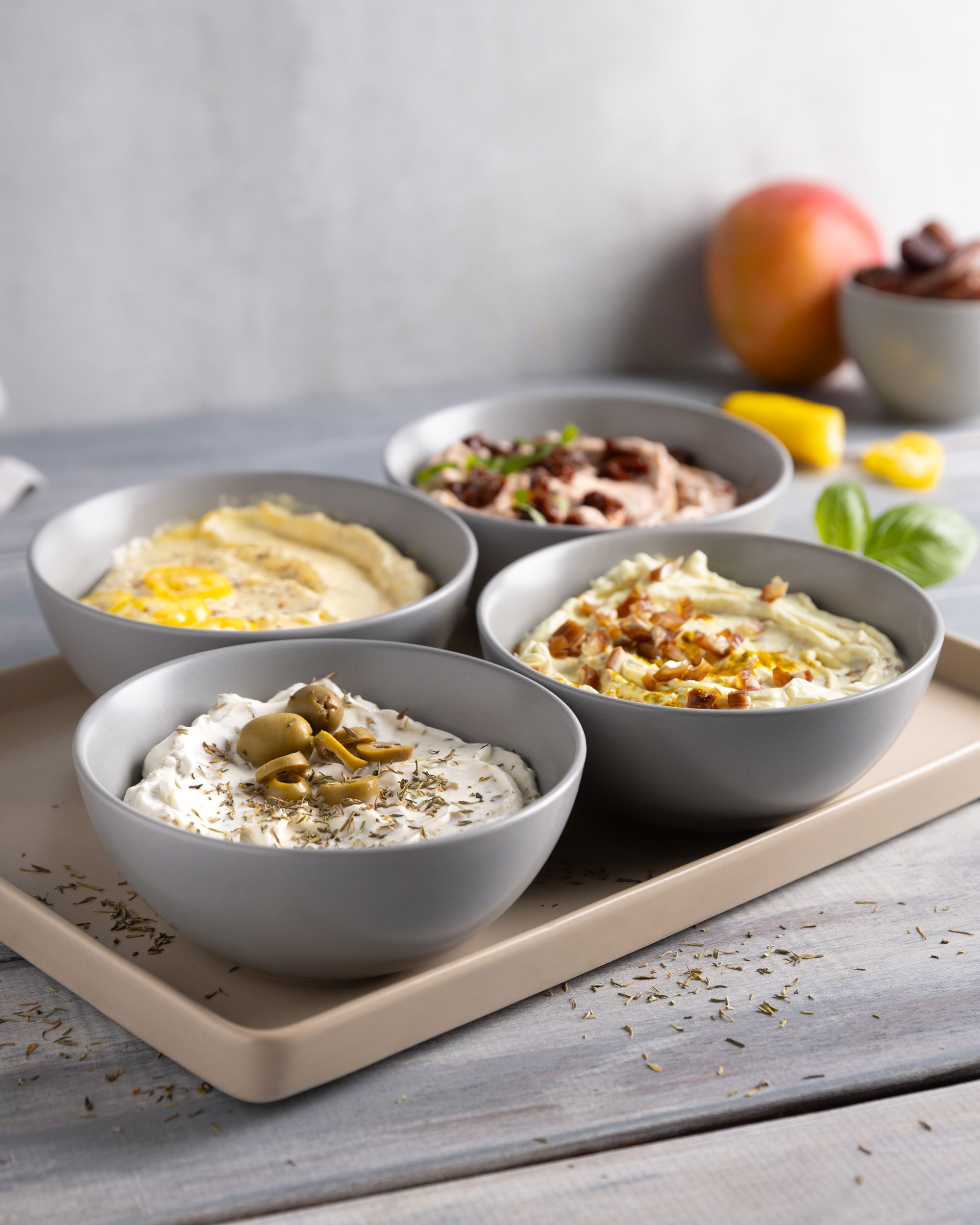 4 Dips aus einem Grundrezept / Frischkäse Grill-Dips