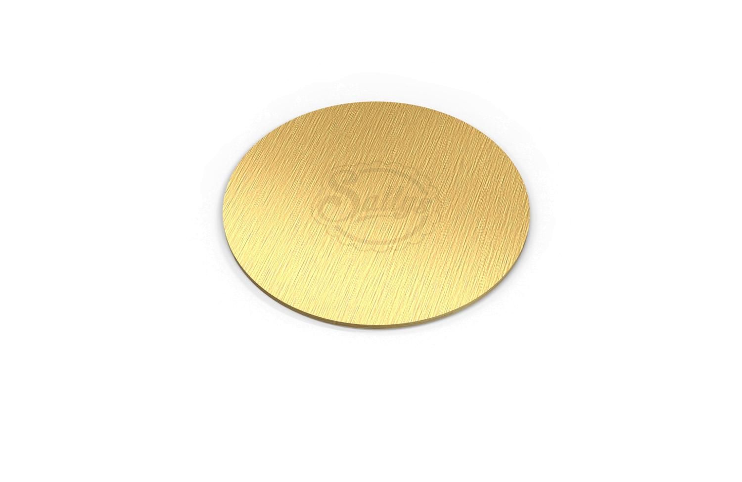 Ein goldenes, kleines, rundes Cake Board
