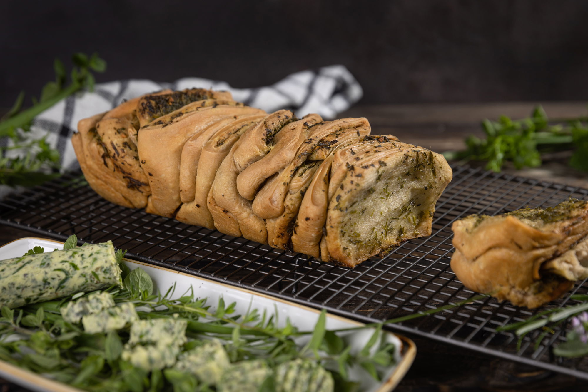 Faltenbrot / Kräuter Zupfbrot / Kräuter Baguette