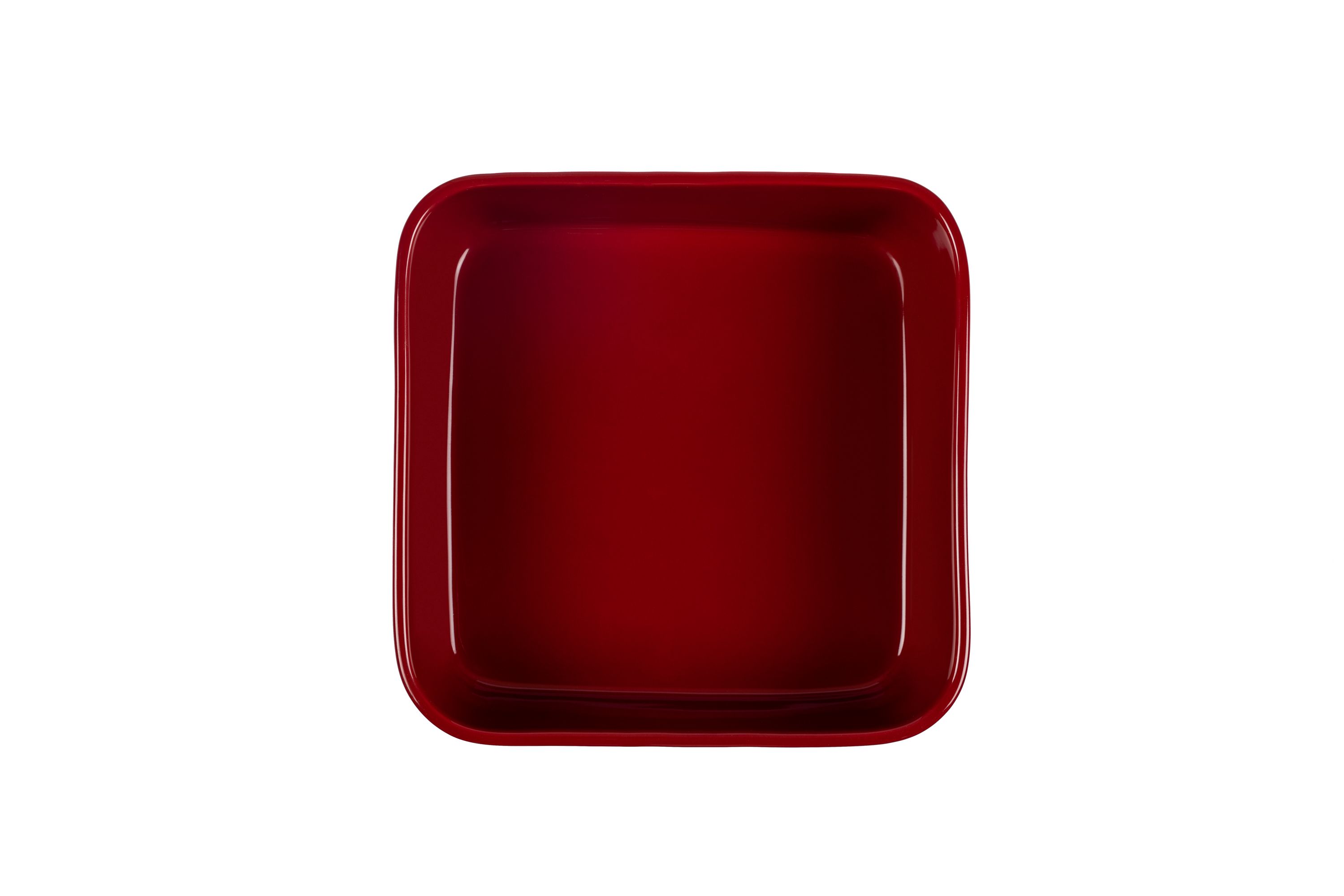 Blick von oben auf die rote Stoneware-Ofenform