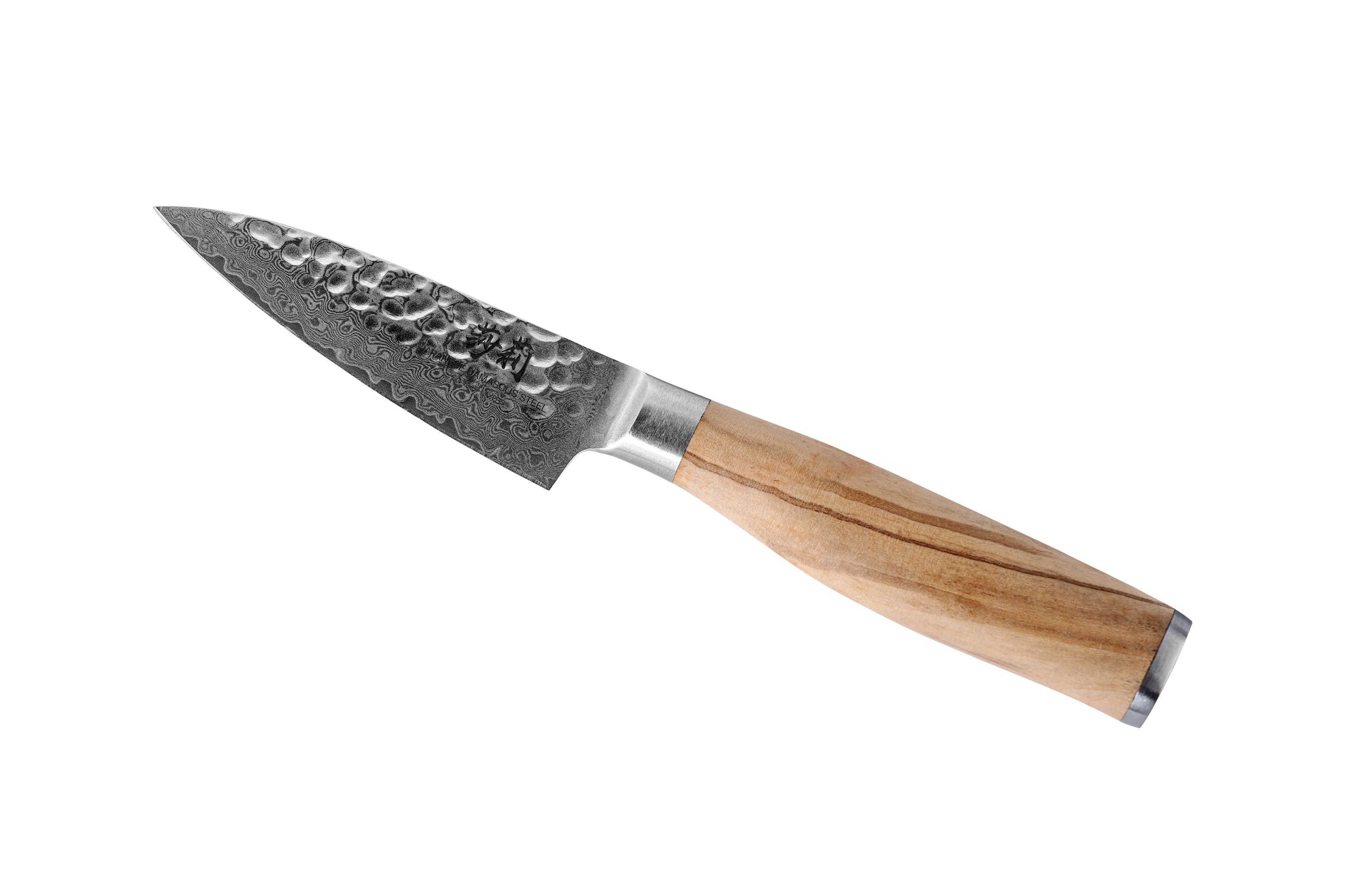 Ein kleines Messer mit silberner Klinge und hölzernem Griff