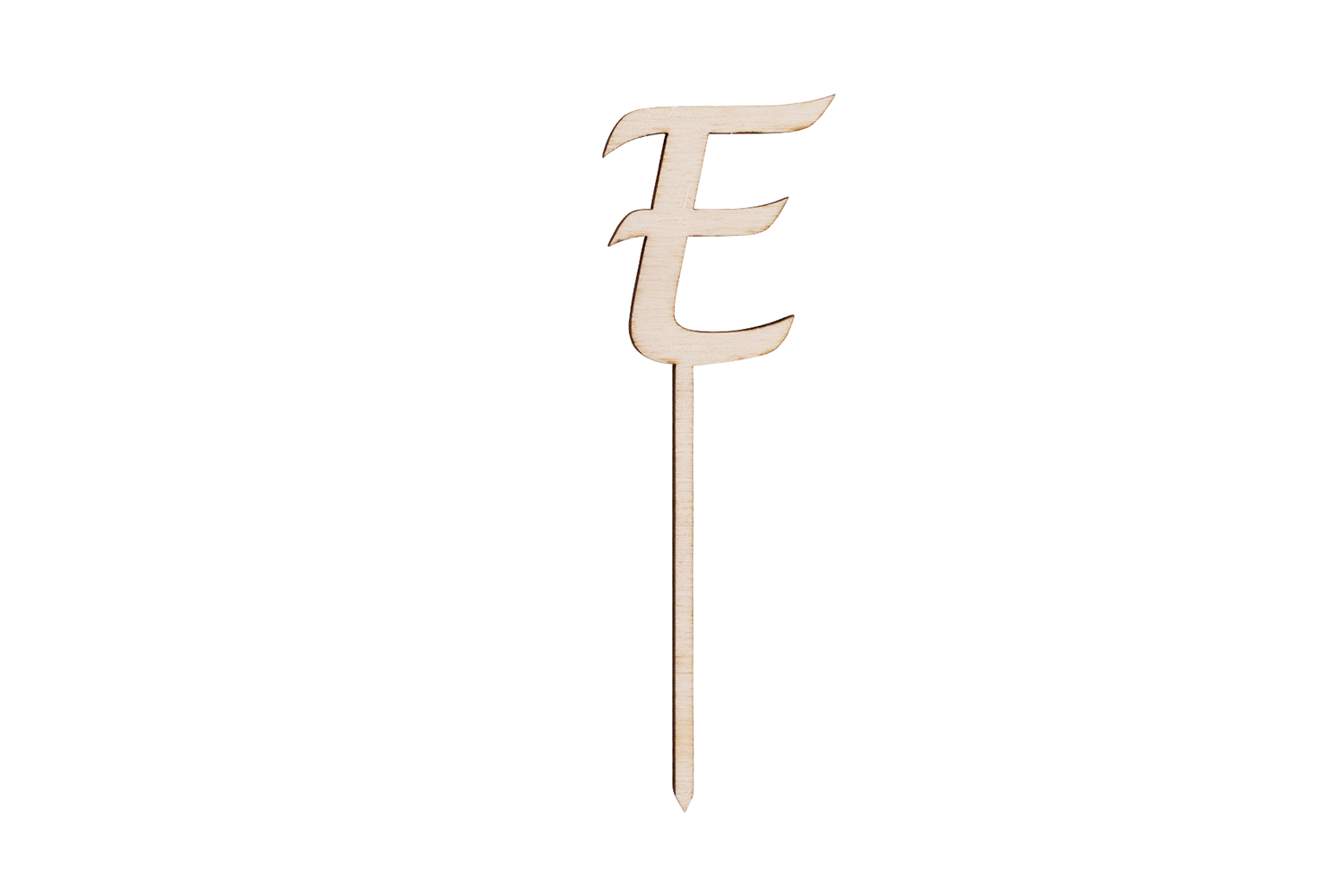 Ein Caketopper mit dem Buchstaben E