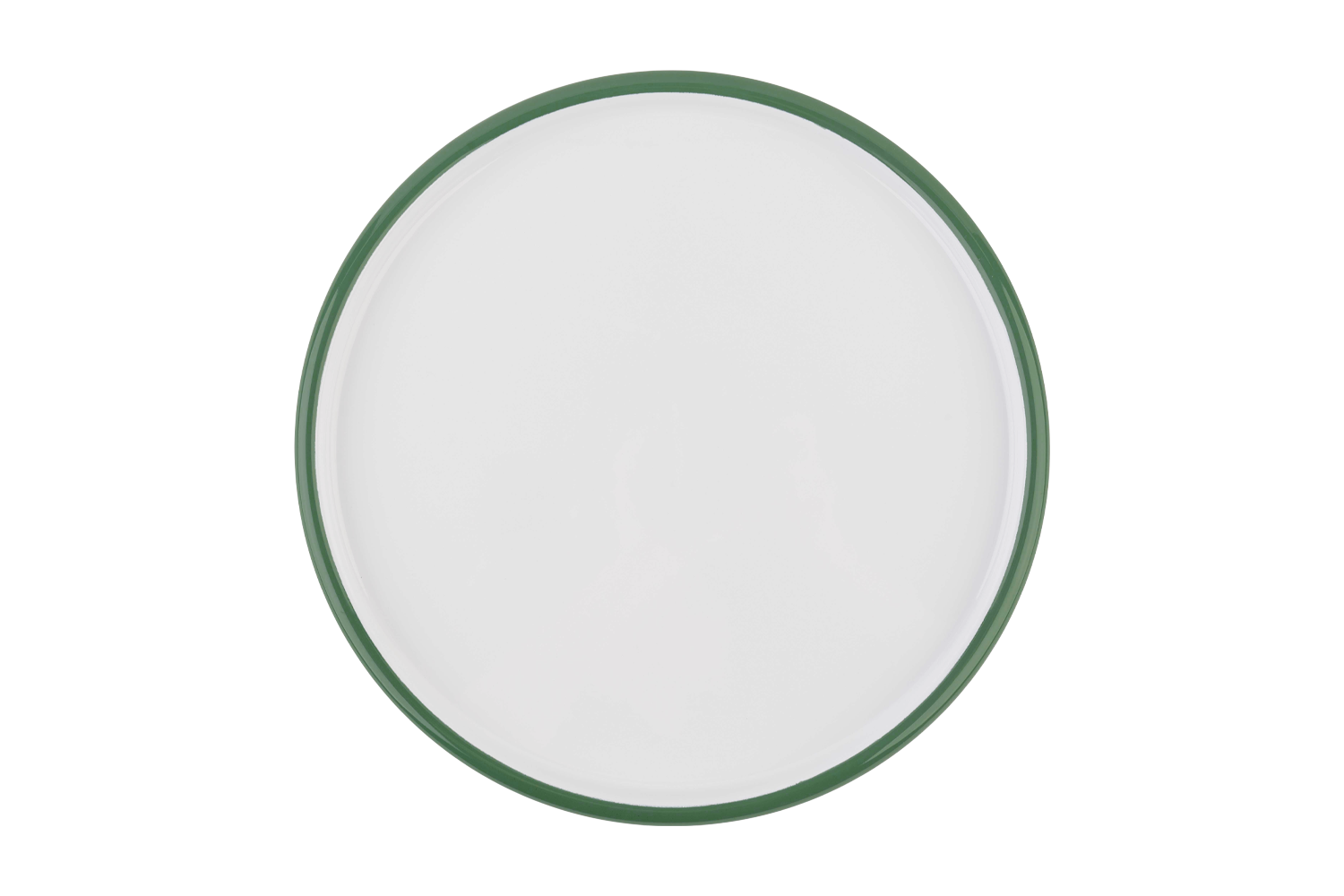 Blick auf das olivgrüne Emaille-Pizzablech