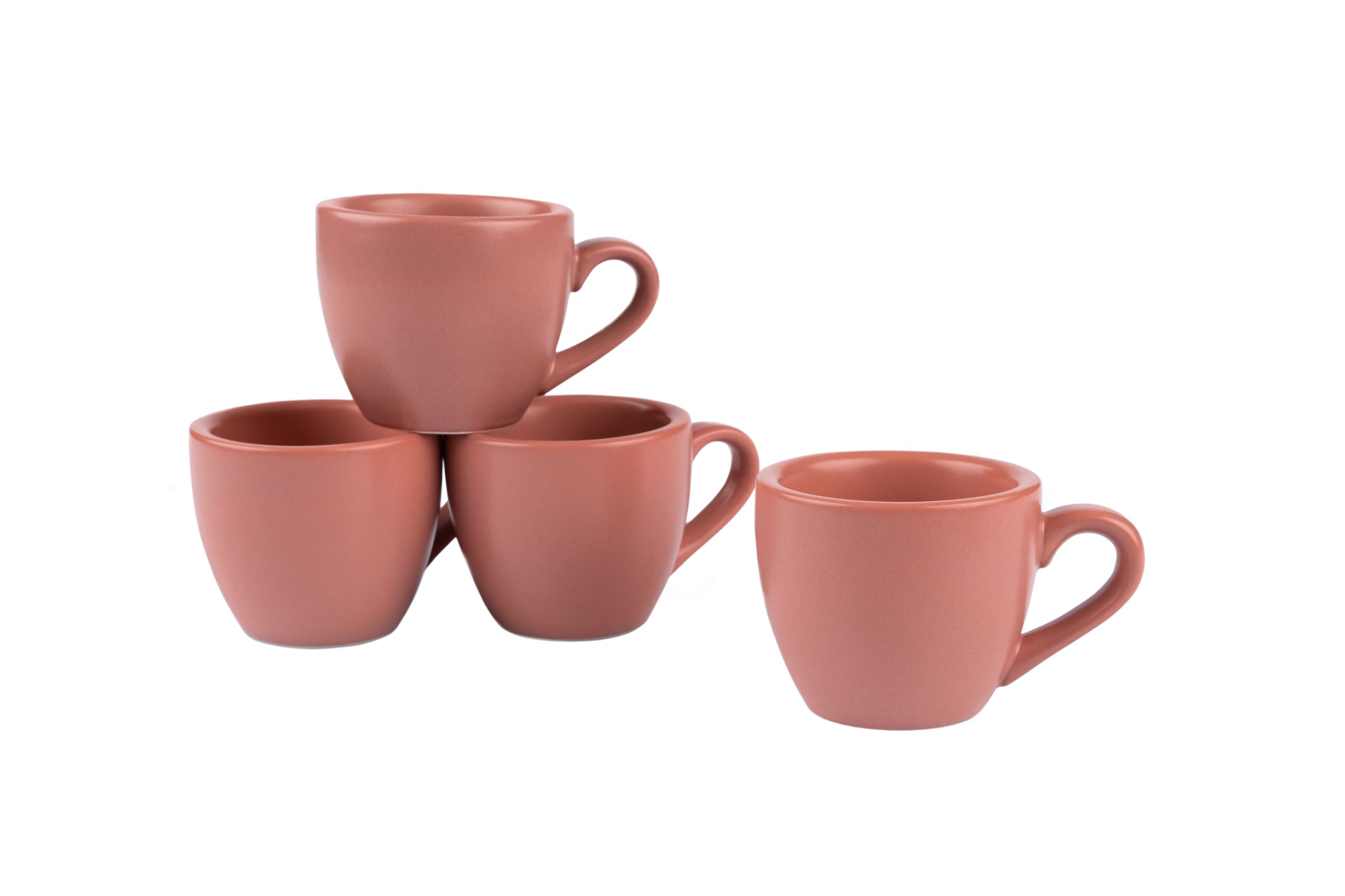 Mehrere rötliche Stoneware-Tassen