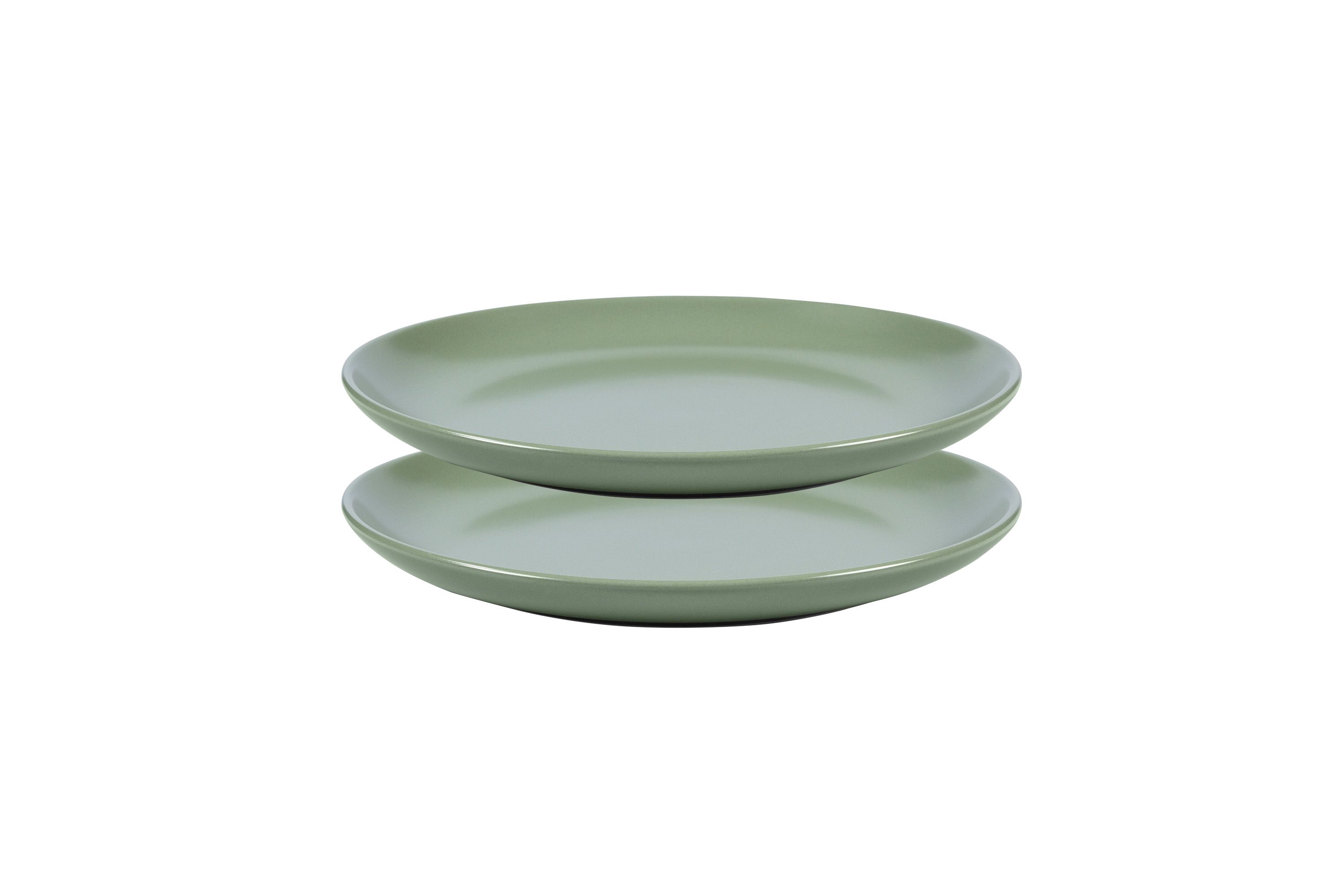 Zwei kleine, grüne Stoneware-Teller