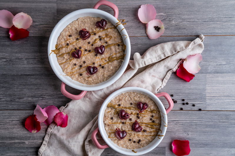 Herzchen Porridge zum Valentinstag