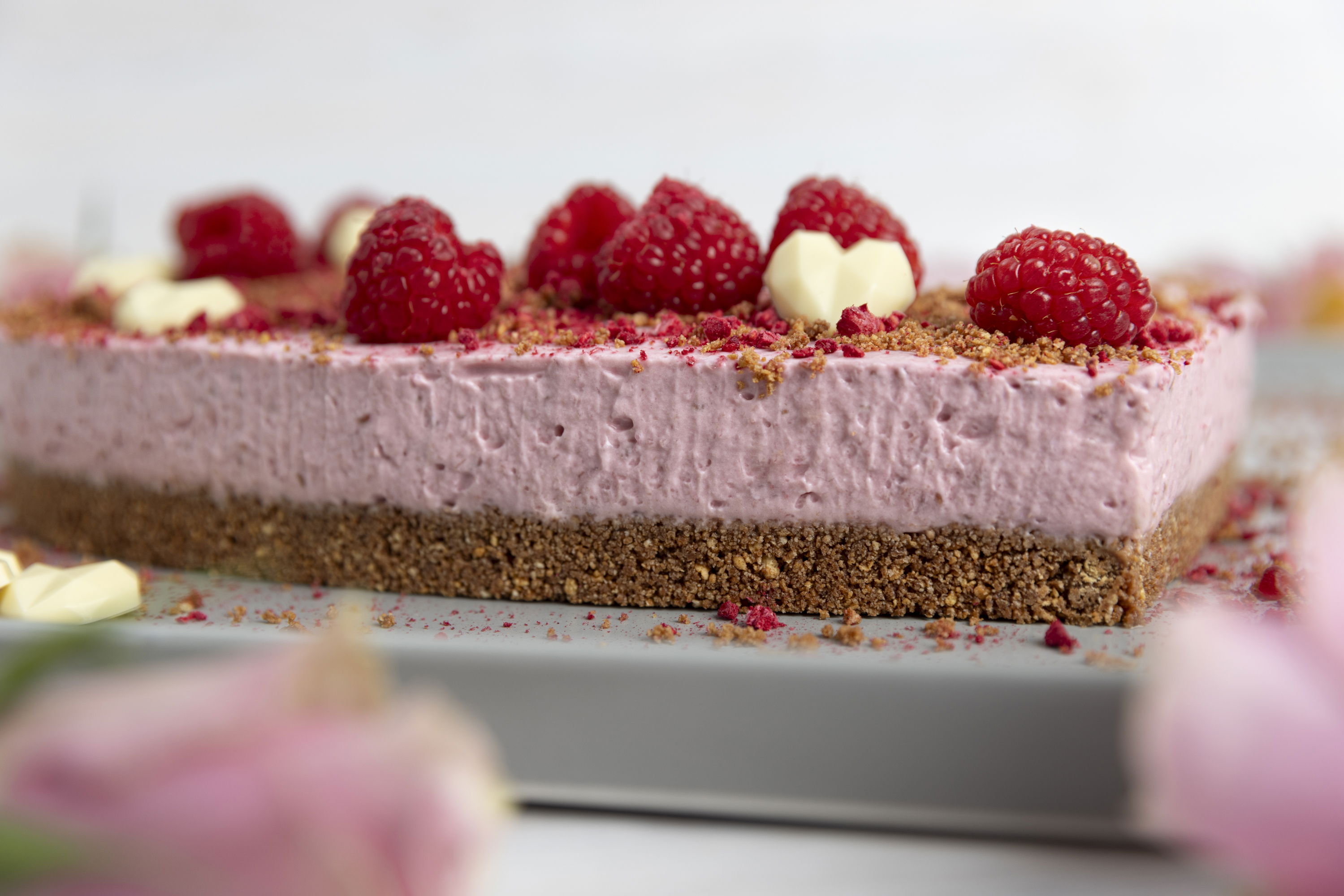 Himbeermousse Herztorte / No Bake Torte zum Valentinstag