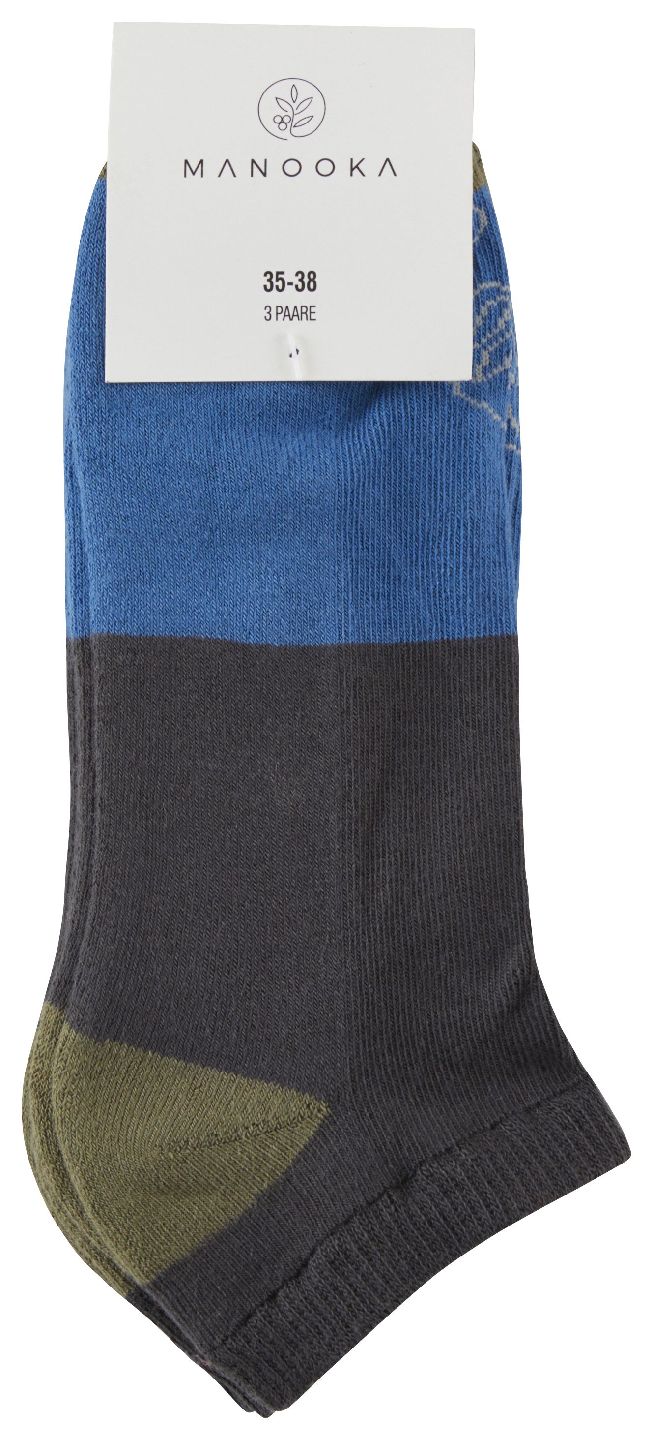 3 Paar Schwarz-blau-grüne Logan-Socks