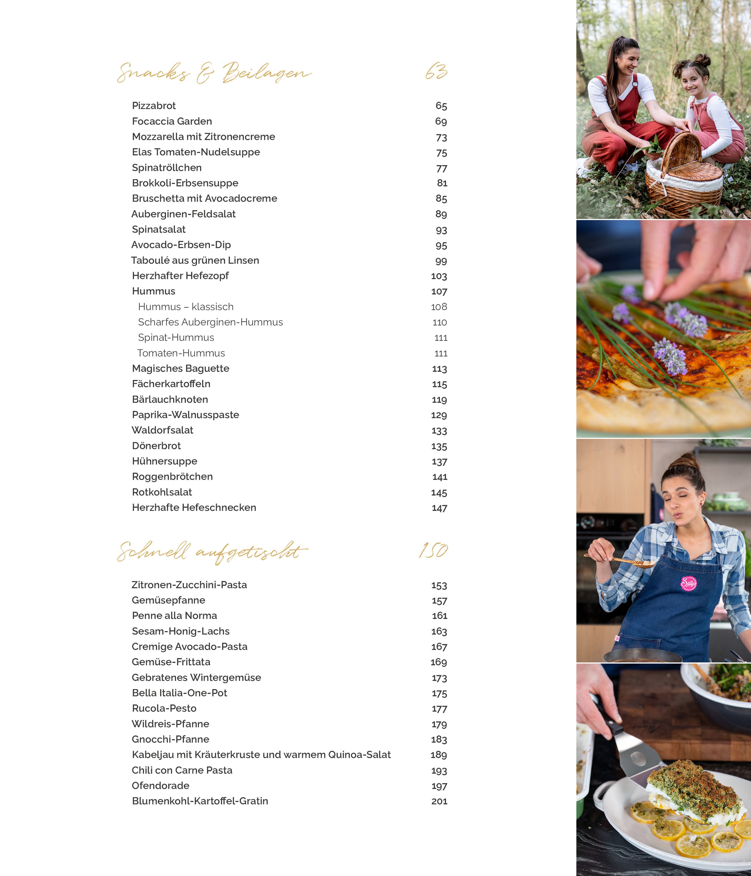 Das Inhaltsverzeichnis von Kochen für jeden Anlass