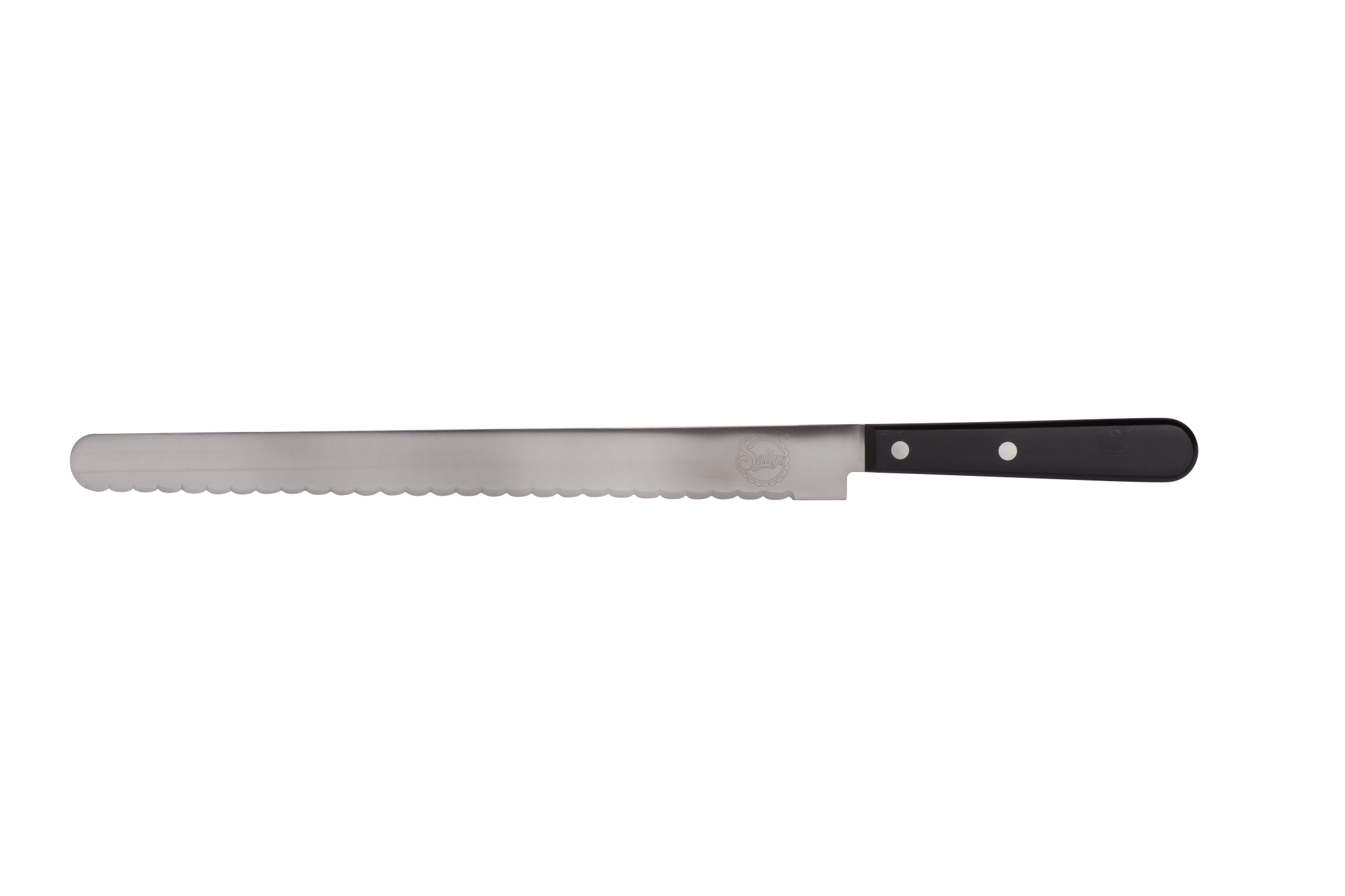 Ein Messer mit silberner Klinge und schwarzem Griff
