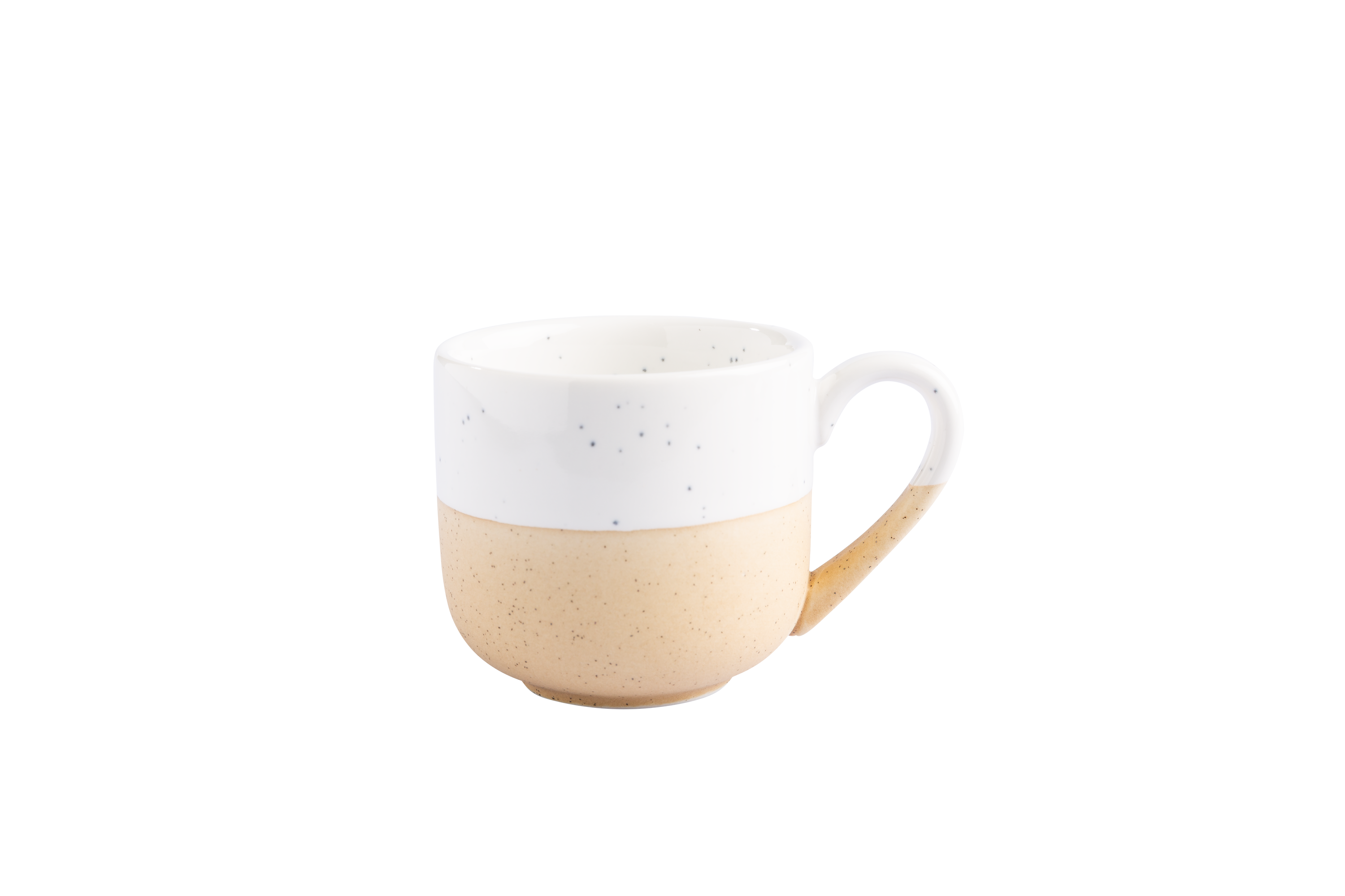Eine weiß-beige Keramik-Tasse