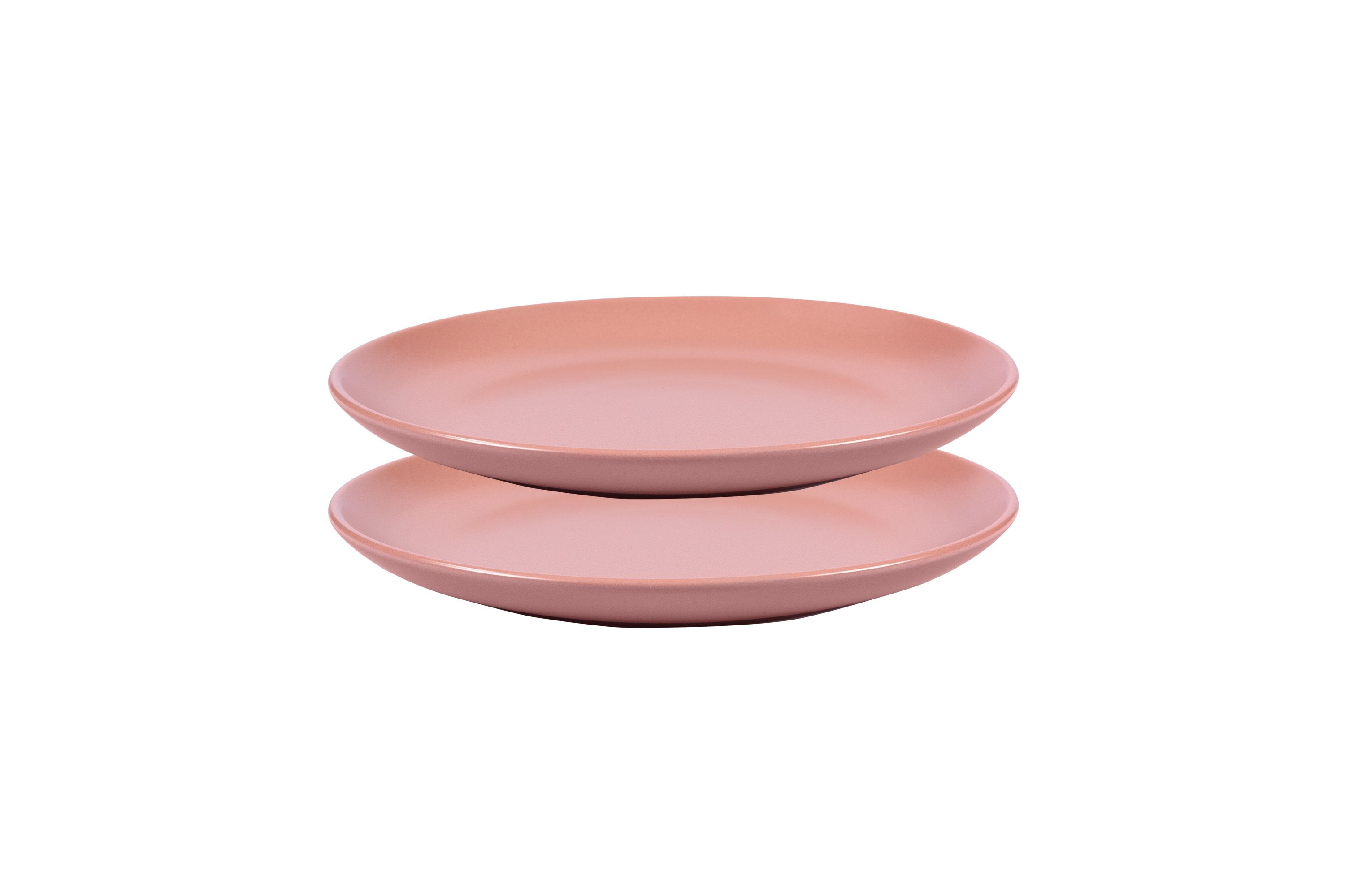 Zwei rosa Stoneware-Teller