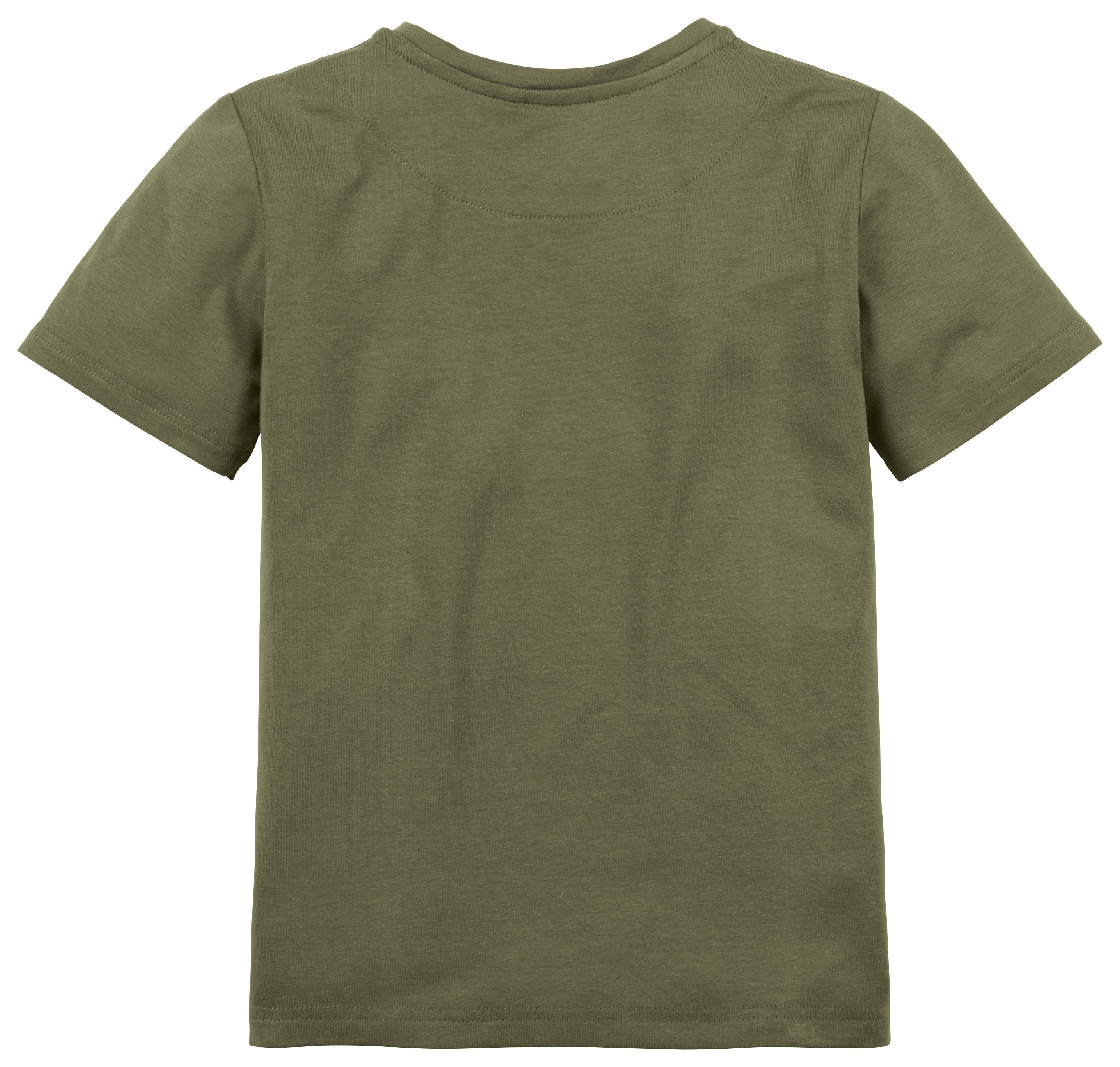 Die Rückseite des grünen Hudson-Shirts