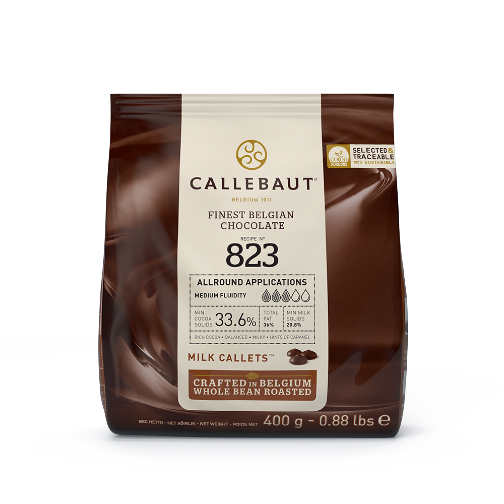 Eine Packung Callebaut Vollmilch-Kuvertüre