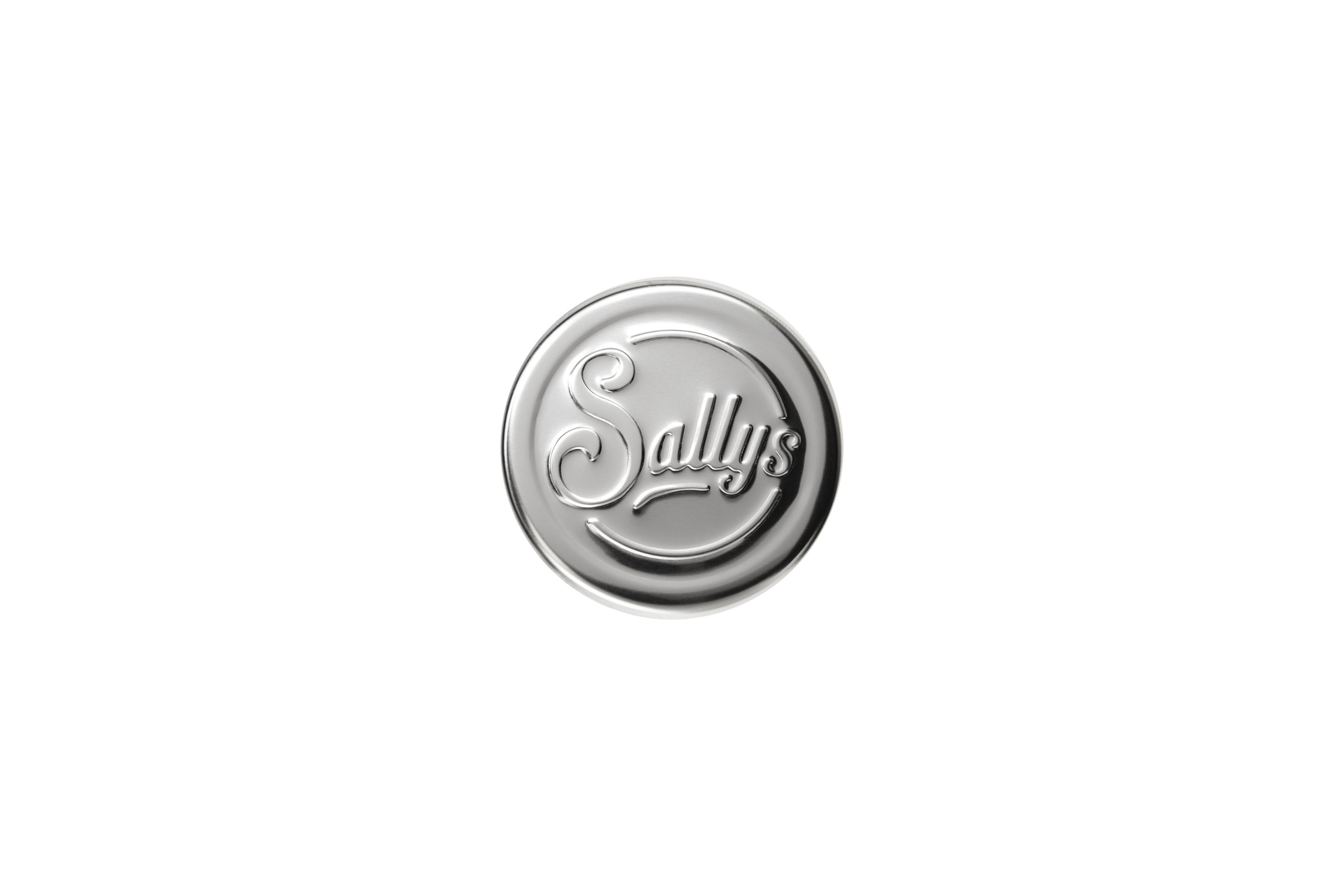 Ein silberner Griff mit Sallys Logo