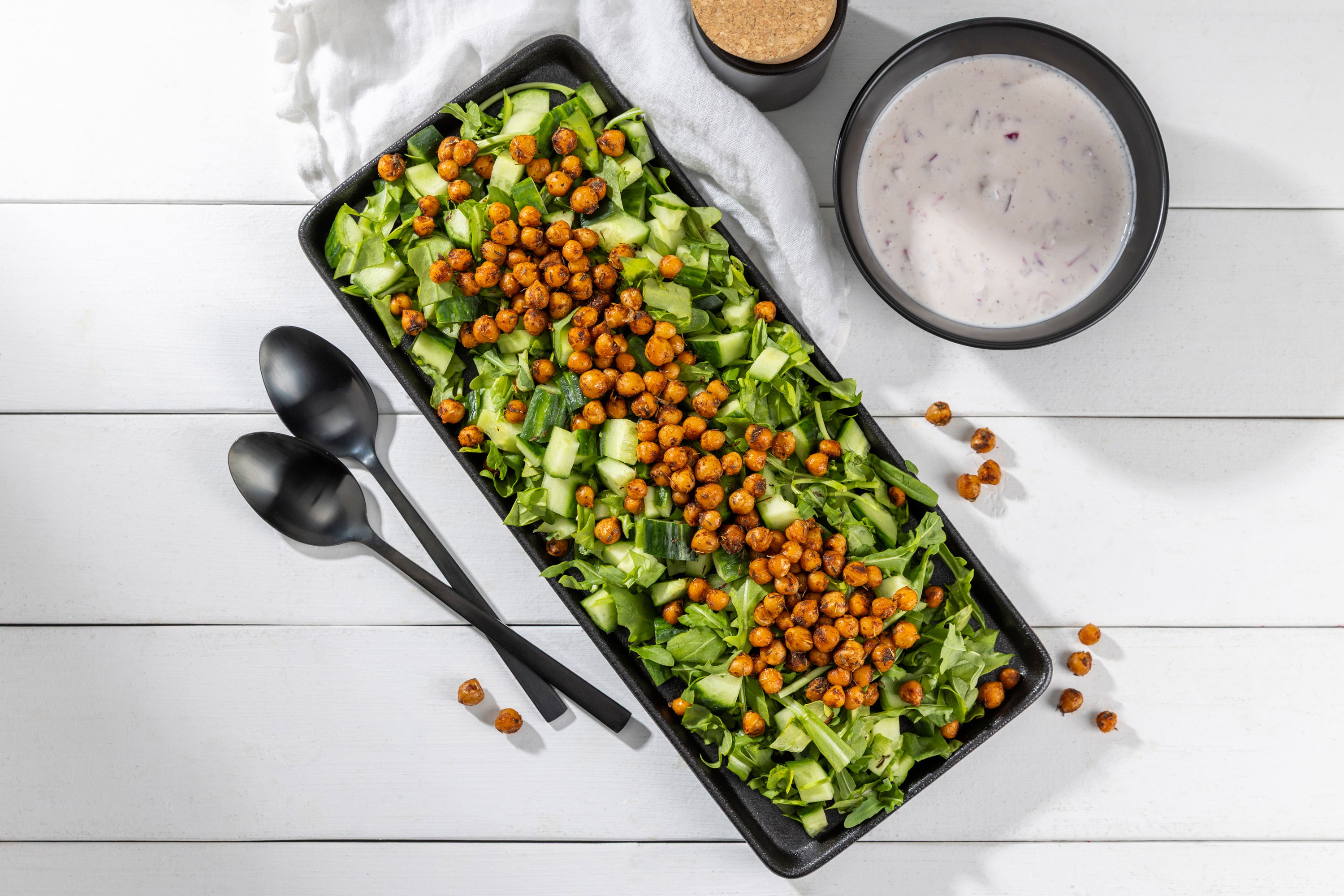 Kichererbsen Salat / Knuspriger Rucola-Gurke-Salat