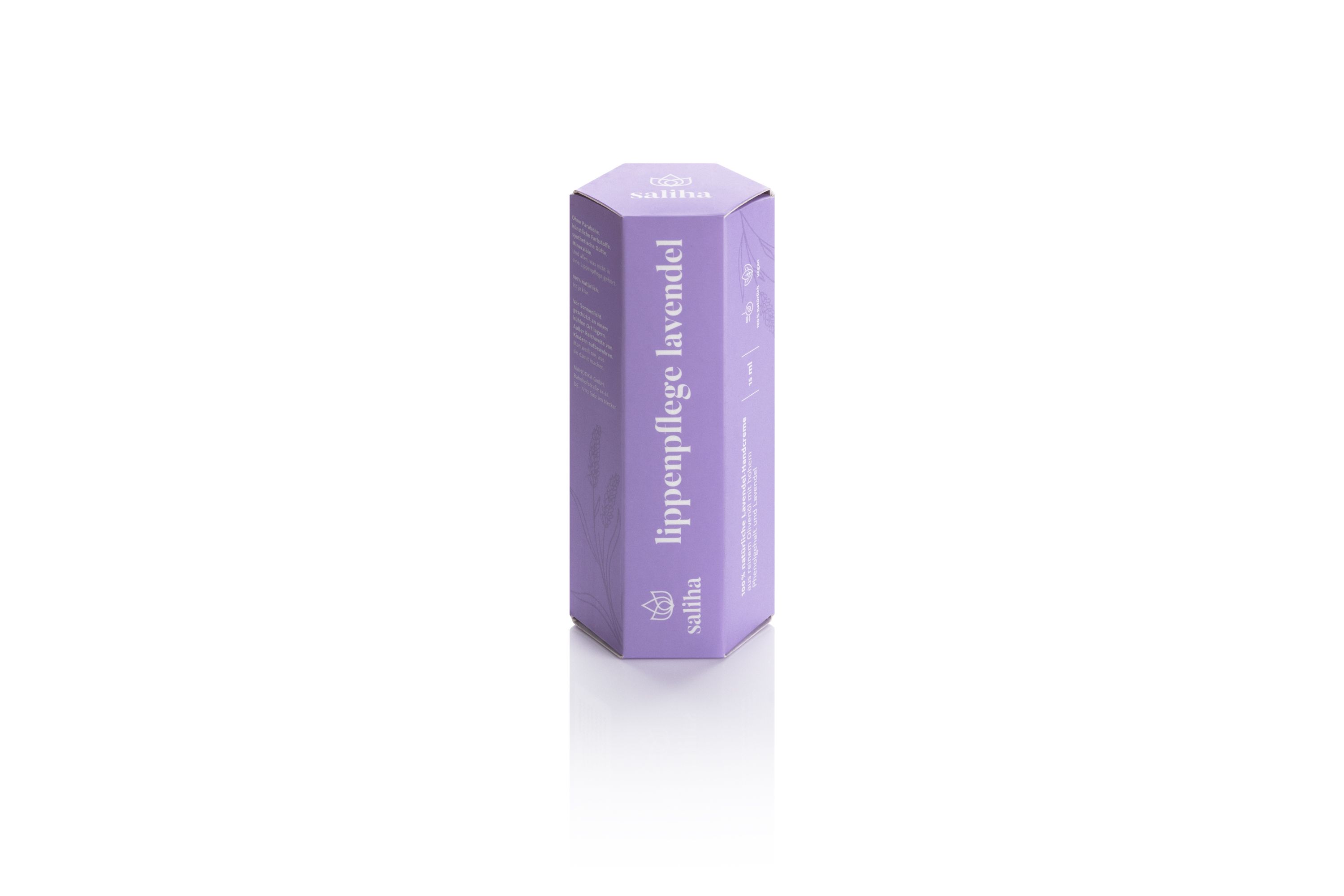 Die Verpackung der Lavendel-Lippenpflege